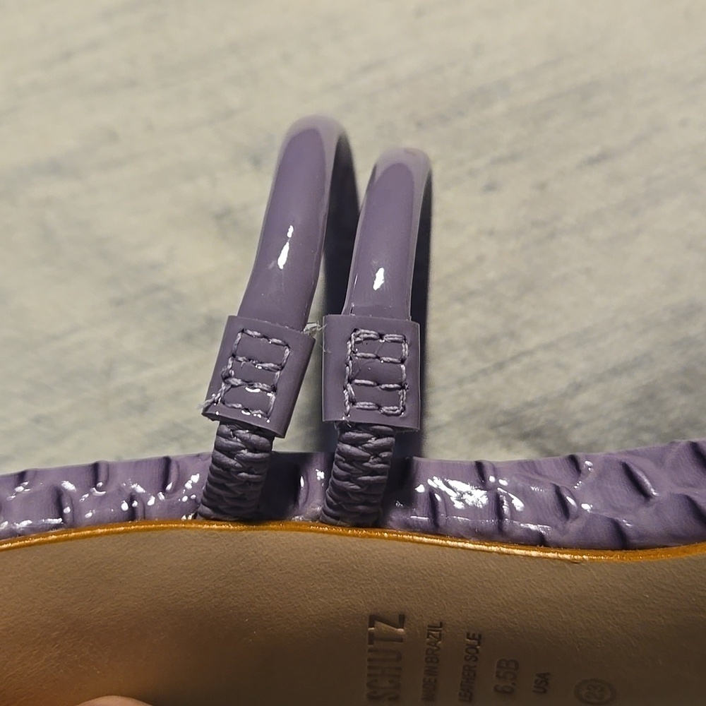 Schutz-Leather Heeled Sandals 'Lover Mid' In Orchid-Size 6.5 - Picture 13 of 17